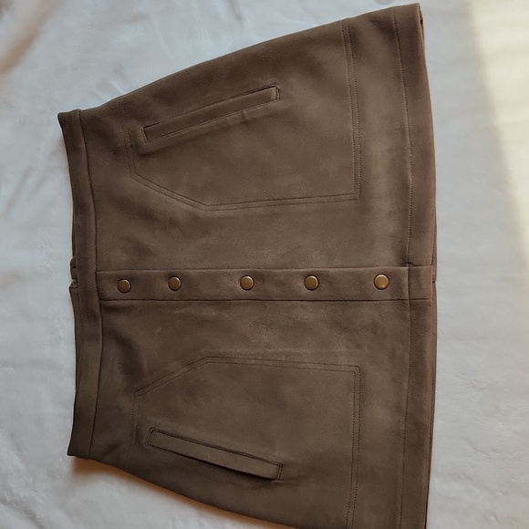 HYFVE Dresses & Skirts - HFVE, Women's, Fall, Spring, Winter, Olive Green, Suede Like Skirt Mini Skirt